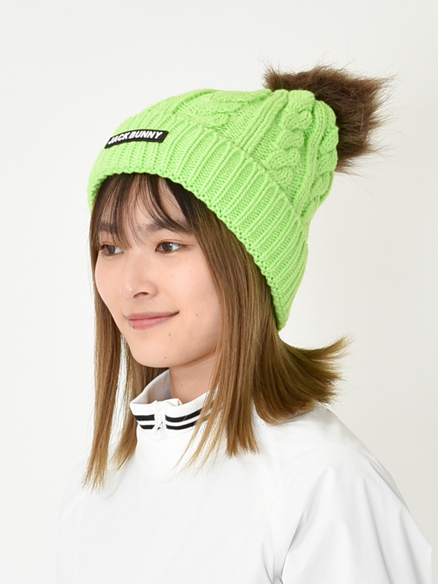 ジャックバニー ファー梵天ニットキャップ 262-3287014（グリーン