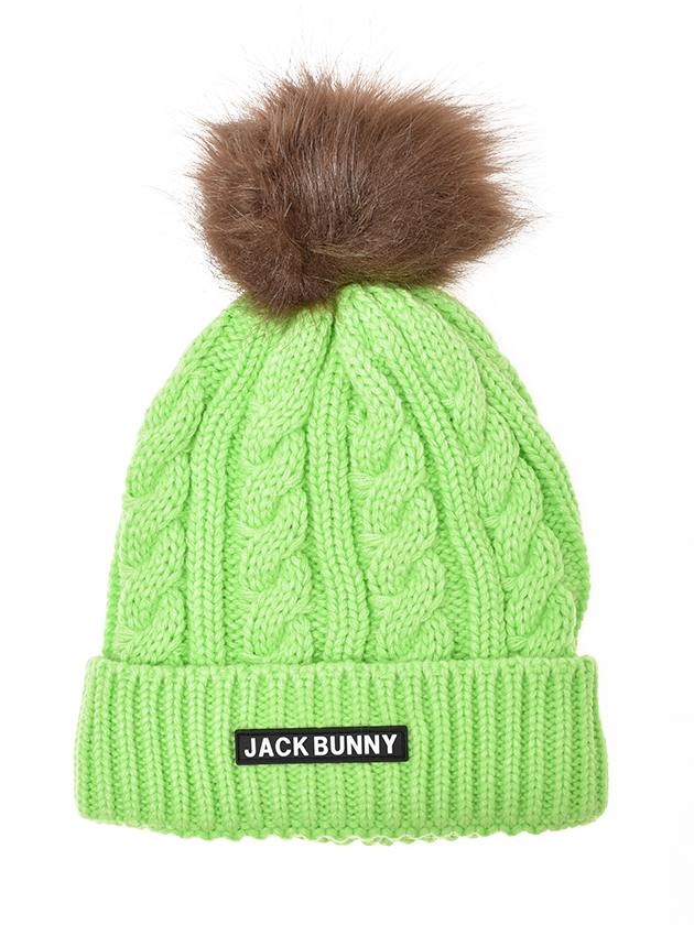 ジャックバニー ファー梵天ニットキャップ 262-3287014（グリーン
