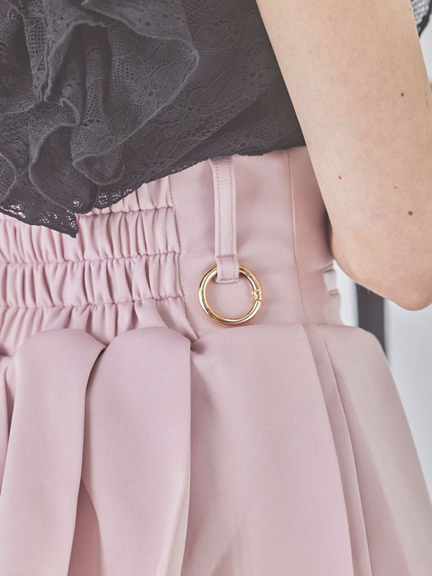 ミヌエール フリルプリーツスカート min-036（ピンク） | レディース