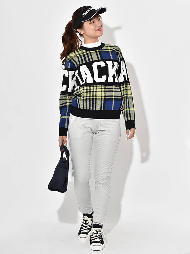 ジャックバニー チェッククルーネックニット 263-4270046（グリーン