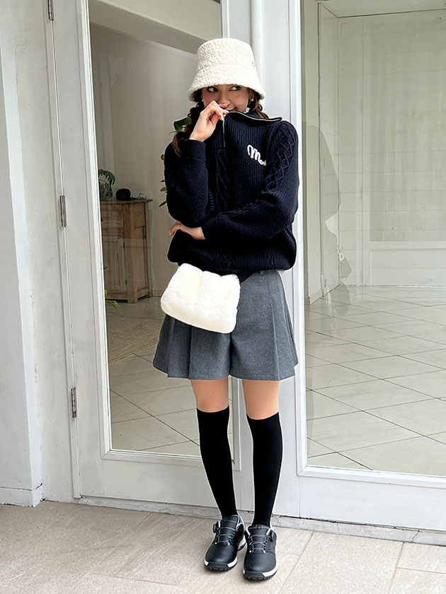 モナデルソル ケーブルハーフジップニット M0069（グリーン