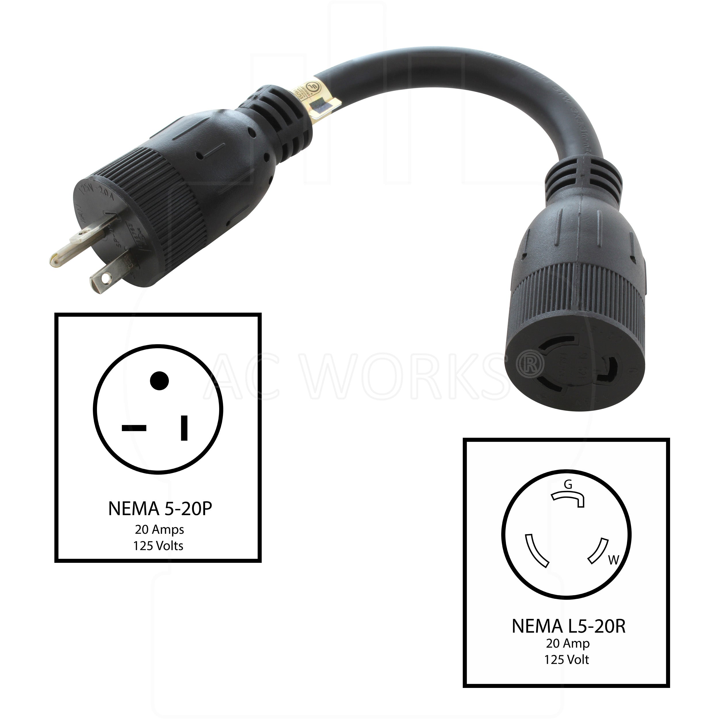 NEMA 5-20P to L5-20R Generator Adapter – AC Connectors