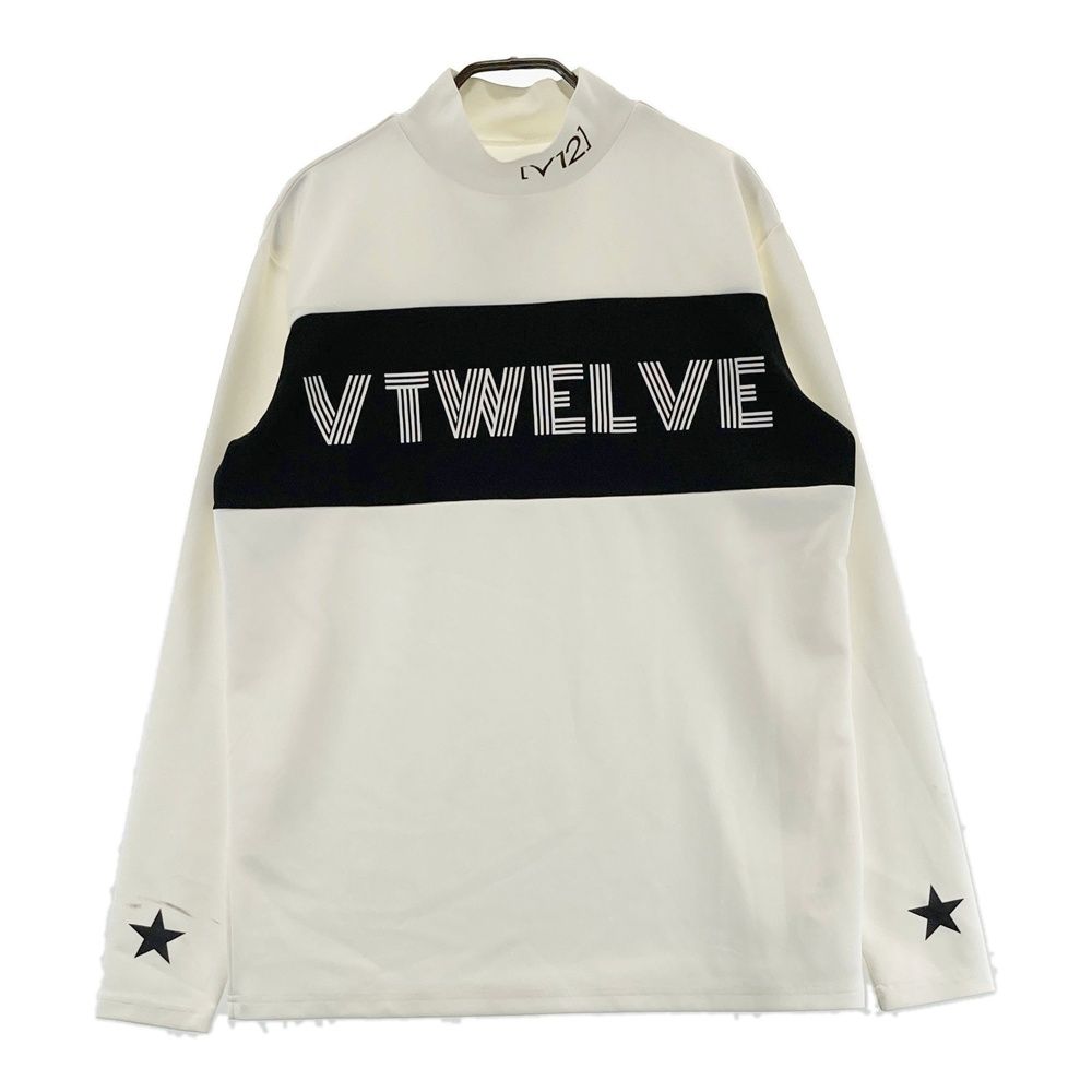 サイズ：L V12 ヴィトゥエルヴ ハイネック長袖 Tシャツ 星柄 ホワイト
