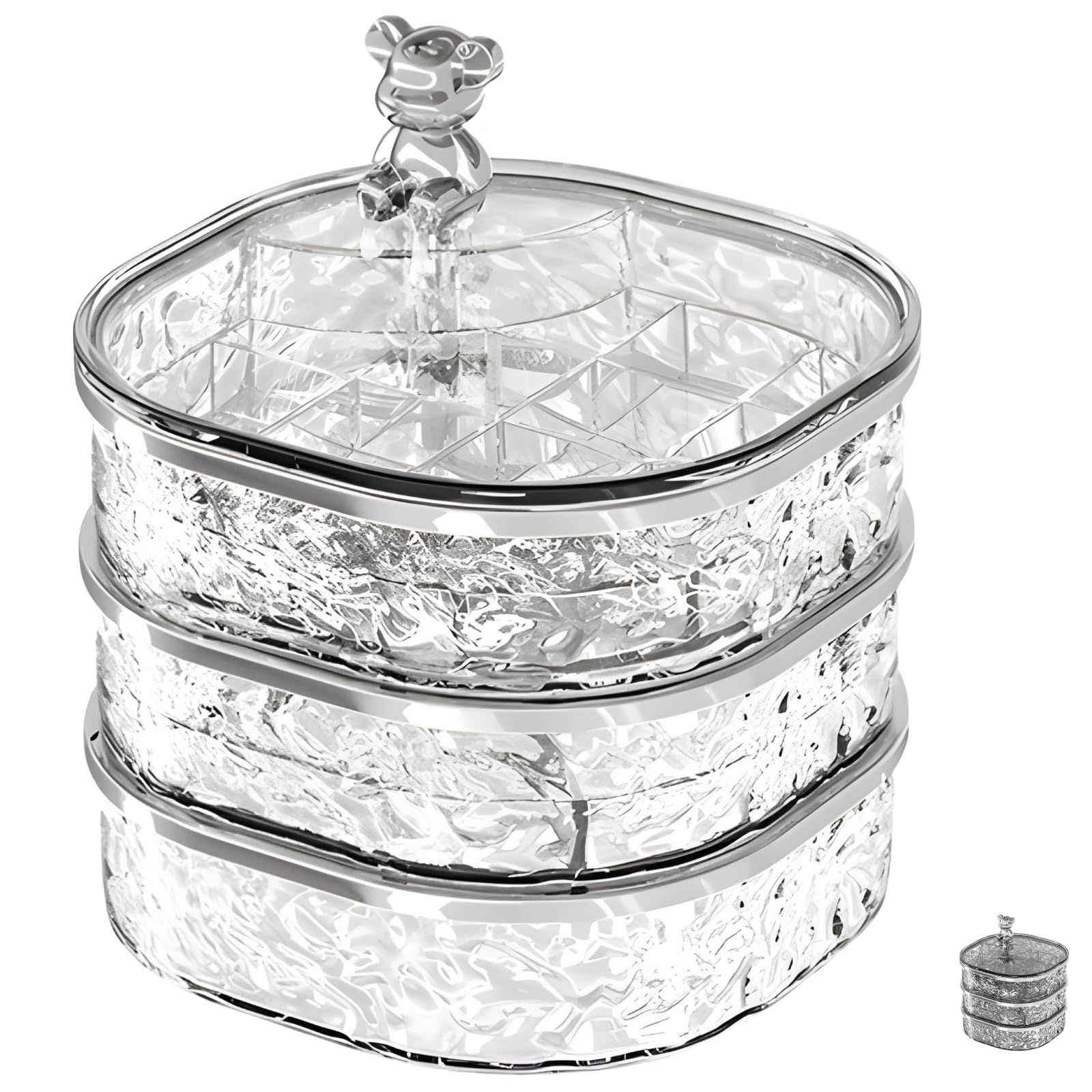 SakuraLovely8 ジュエリーケース アクセサリー収納 3段回転式 仕切り