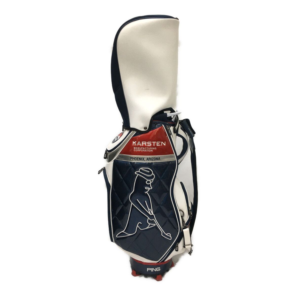 中古 ピン PING キャディバッグ ネイビー×ホワイト×レッド KARSTEN