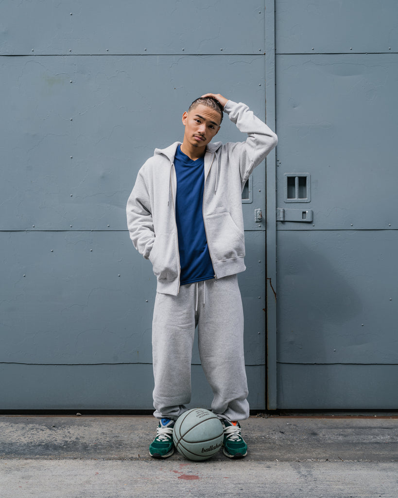 Small Logo Sweat Full Zip Hoodie (heather gray) – ballaholic