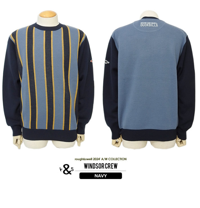 rough&swell［ラフアンドスウェル］WINDSOR CREW/ストライプ12Gウール