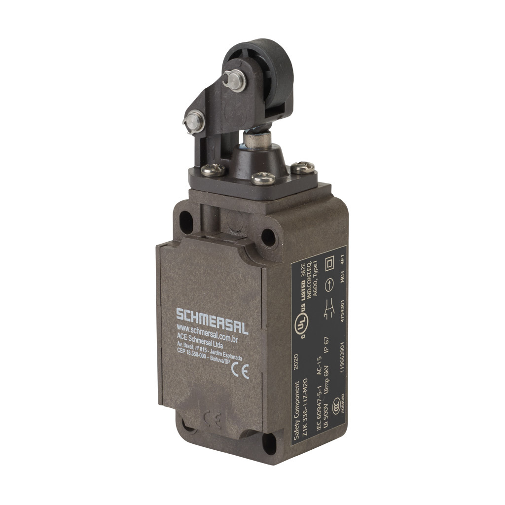 Limit Switch: one-way horizontal lever with plastic roller (PN