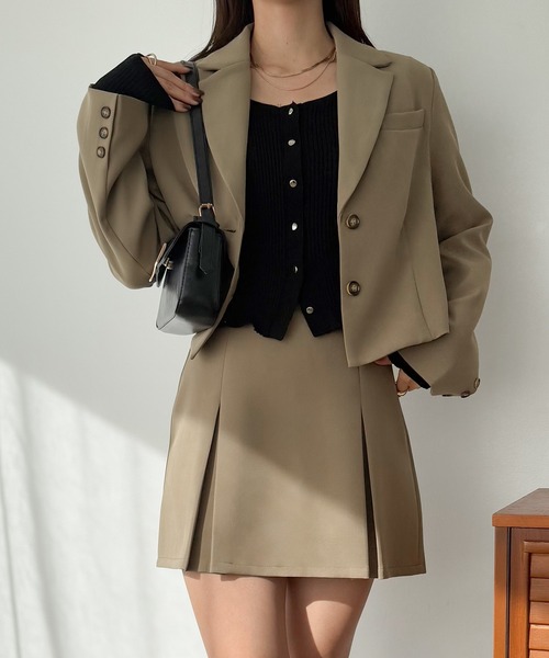 セール】ショート丈ジャケット+インパン付きミニスカートSET