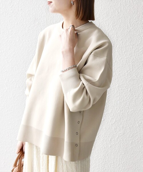 セール】SHIPS any:〈手洗い可能〉サイドスリット クルーネック ルーズ