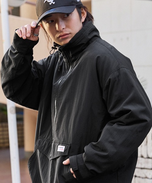 retock's】裏フリース ハーフジップ ビッグシルエット ナイロン