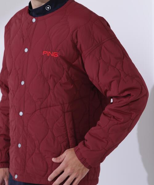 セール】【PING APPAREL】ストレッチタフタキルティングノーカラー