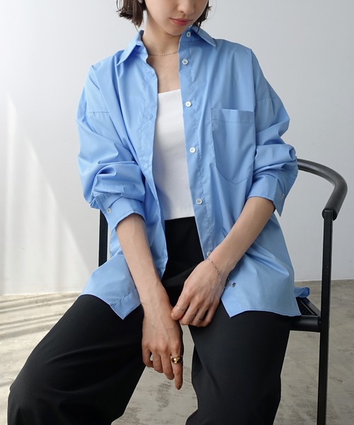 イージーケアオーバーサイズドロップ長袖シャツ（シャツ/ブラウス