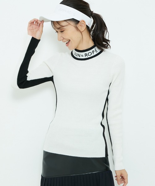 JUN&ROPE'（ジュンアンドロペ）の「ロゴモックネック長袖リブプル