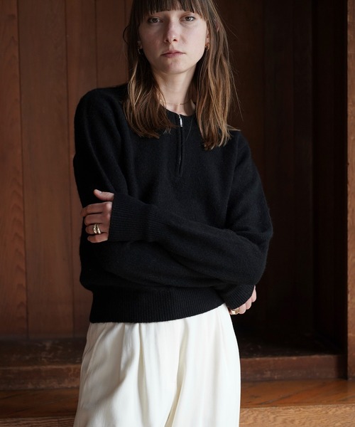 CLANE（クラネ）の「W FACE HALF ZIP YAK KNIT TOPS（ニット/セーター