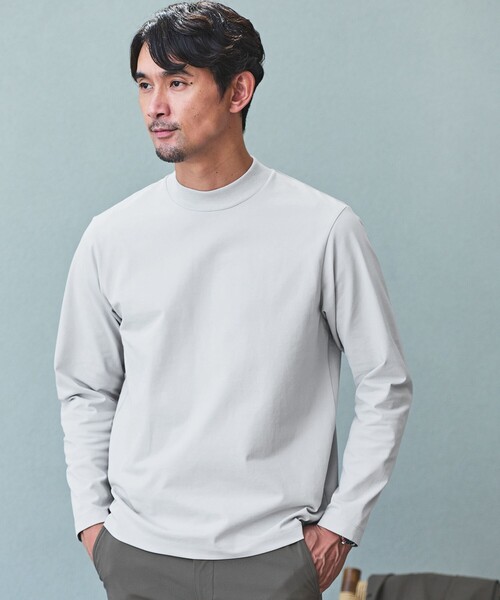 WEB限定】JUST fit クリーン カノコ モックネック 長袖 Tシャツ -抗菌
