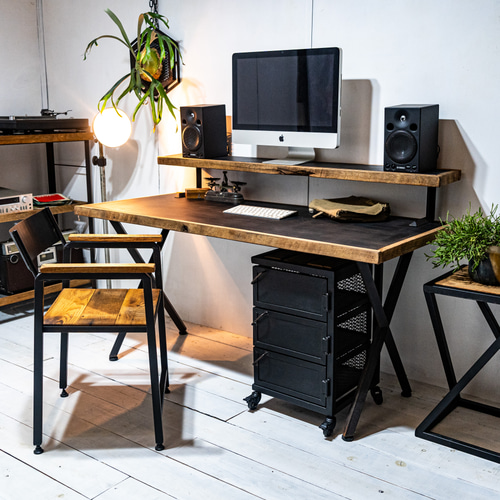 Old oak & Iron cabinet QUBE アイアン家具 家具 アイアンシェルフ