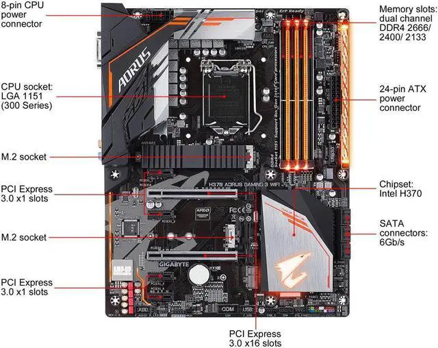 Refurbished: GIGABYTE H370 AORUS Gaming 3 WIFI LGA 1151 (300