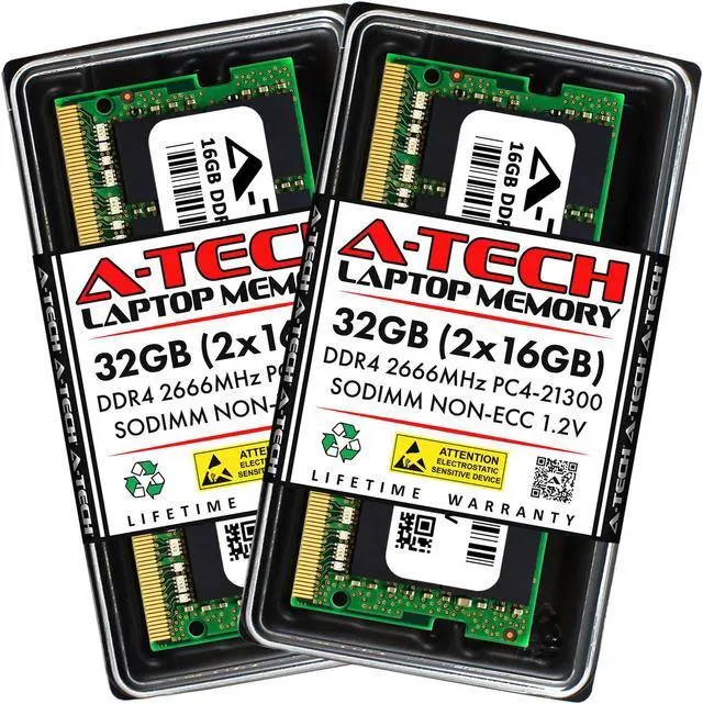A-Tech 32GB (2x16GB) DDR4 2666MHz SODIMM PC4-21300 Non-ECC