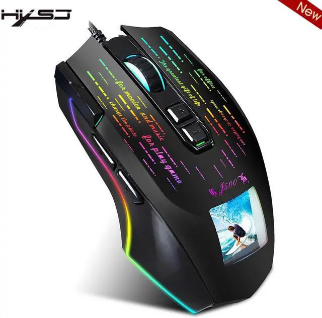 HXSJ J500 USB Wired Gaming Mouse RGB Gaming Mouse with Display