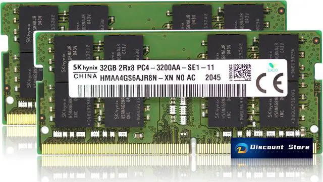 SK Hynix 64GB(2X32GB) HMAA4GS6AJR8N-XN 2RX8 DDR4 3200MHz SODIMM