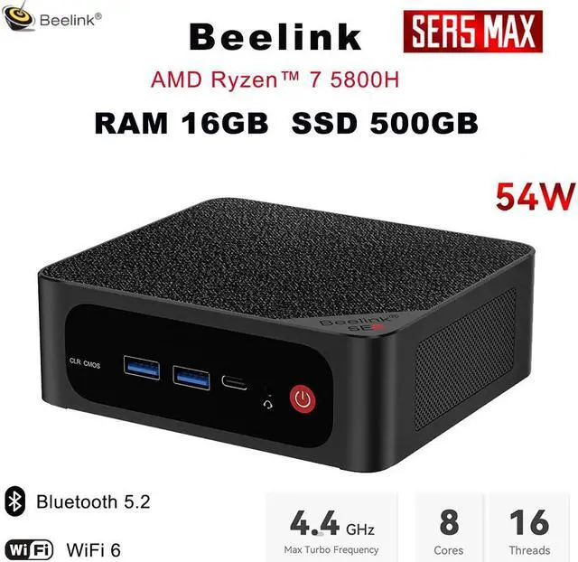 Beelink Mini PC SER5 MAX, AMD Ryzen 7 5800H(up to 4.4GHz 8C/16T