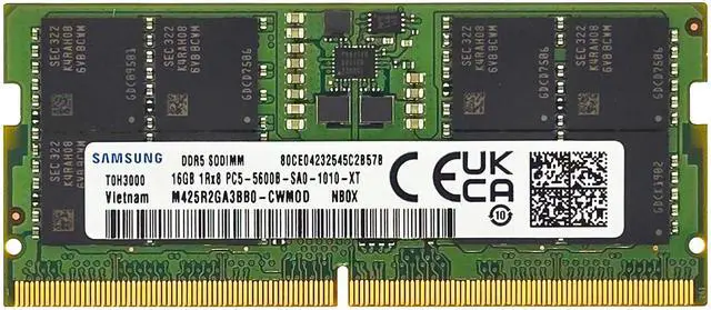 Samsung 16GB DDR5 5600MHz PC5-44800 CL46 SODIMM 1Rx8 Single Rank