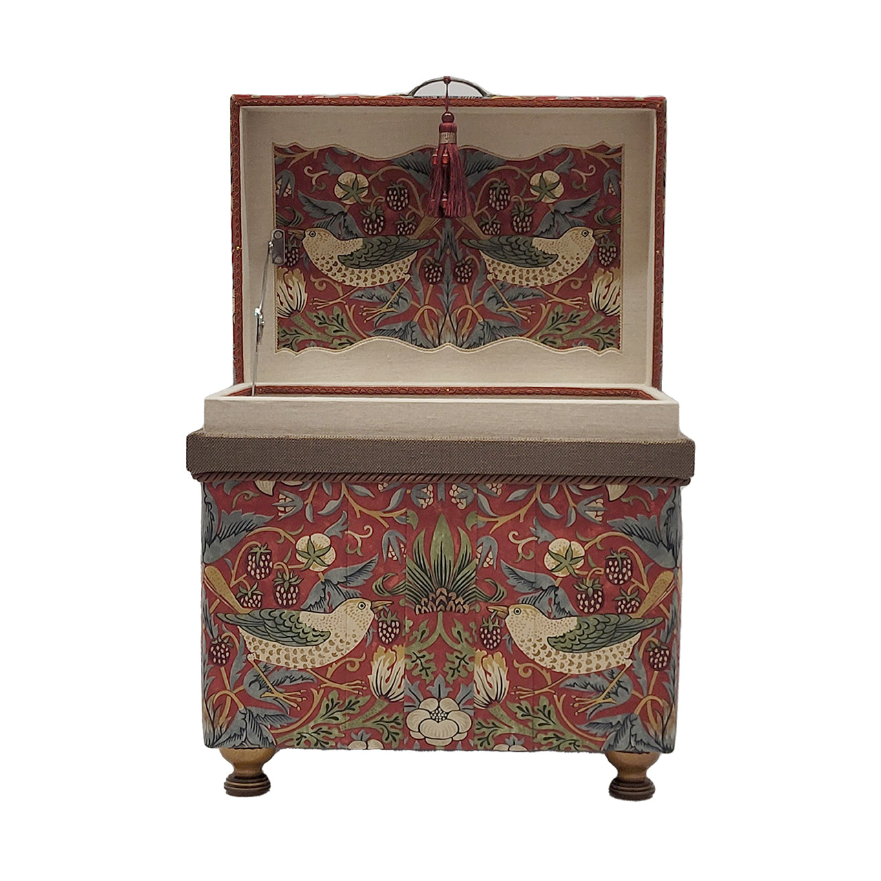 インテリア茶箱10K William Morris 「Strawberry Thief」Red