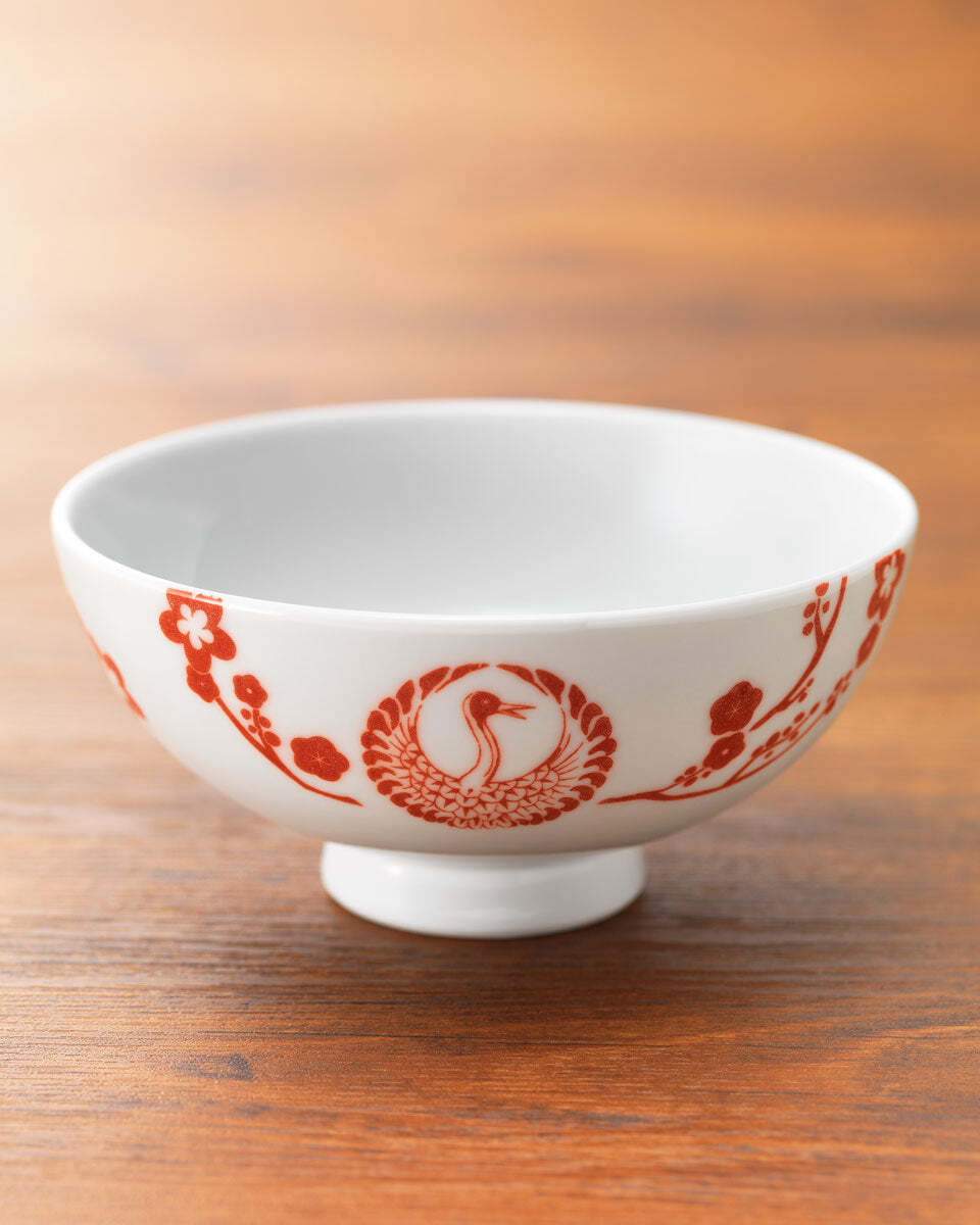 波佐見焼 茶碗【鶴・赤】 | 堀江陶器 | DCTgarden SHOPPING MALL