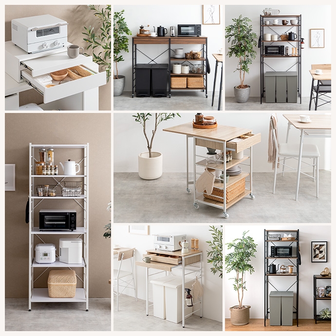 幅60cm】Cammy ゴミ箱上レンジラック ロータイプ | インテリア家具の卸