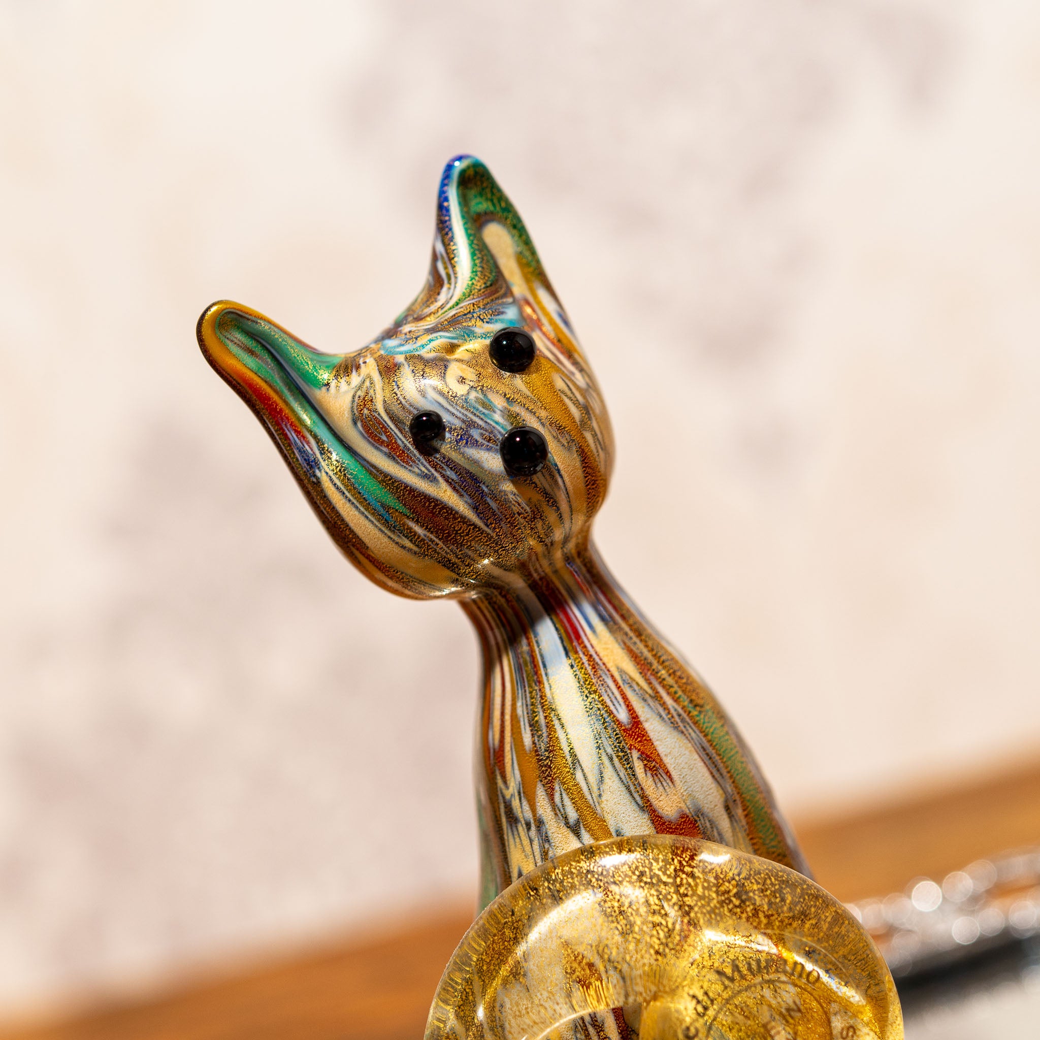 イタリア製 ベネチアンガラス 猫型 置物 キャット - エステルノ