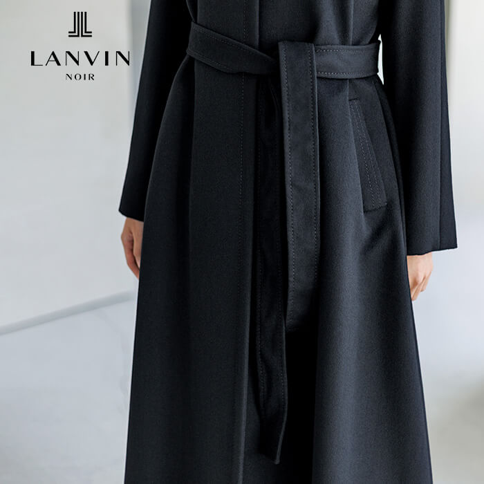 上品なステッチがポイントのコート L・ブラック｜東京ソワール