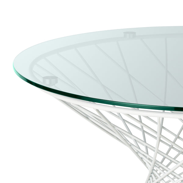 マーリア コーヒーテーブル クリア×ホワイト（φ800） | Francfranc