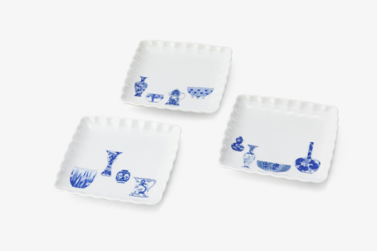 明染付白抜紋 プレート皿揃（5枚入） | 有田焼 深川製磁｜公式