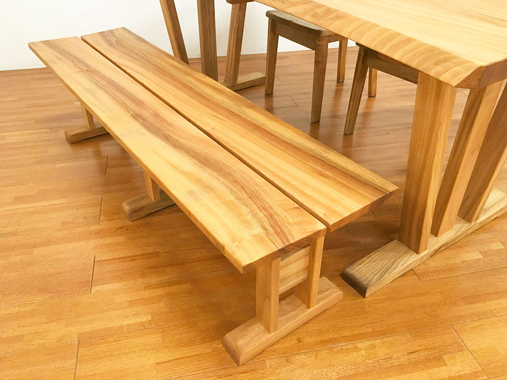 楠でおつくりした背もたれのないすっきりベンチ（1800） | 頑固おやじ