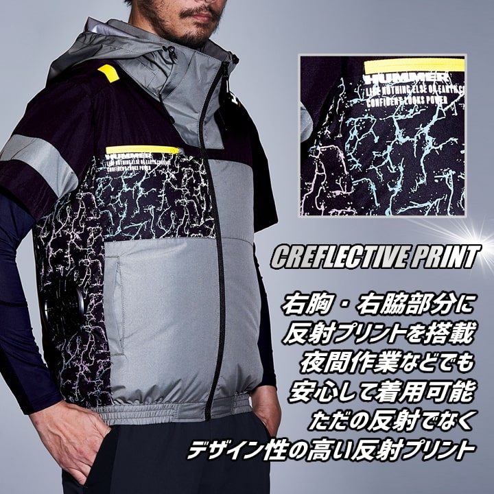 即日発送】HUMMER 空調風神服 2025年 空調ウェア サイドファン 半袖