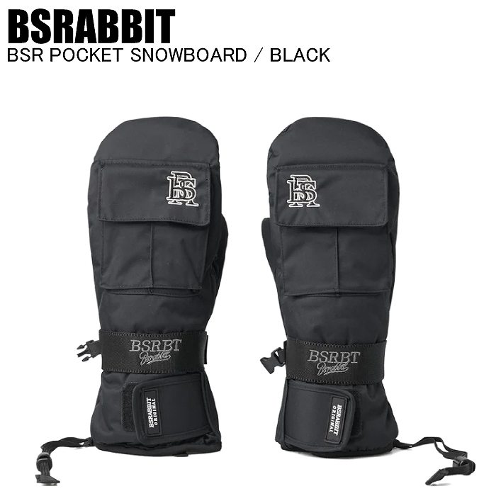 BSRABBIT ビーエスラビット BSR POCKET SNOWBOARD BLACK グローブ