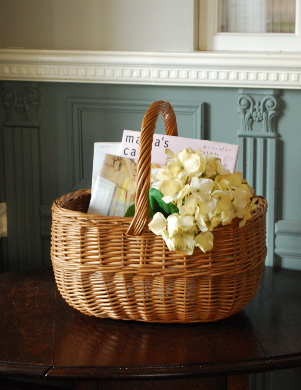 イギリスで見つけたキレイなアンティーク バスケット(k-1675-z