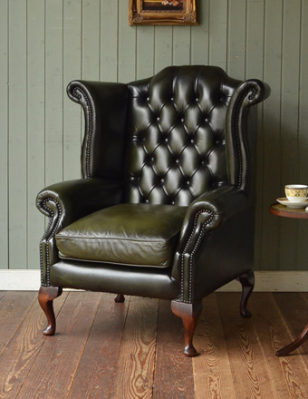 カッコいい英国のヴィンテージソファ、ウイングバックチェア（1人掛け