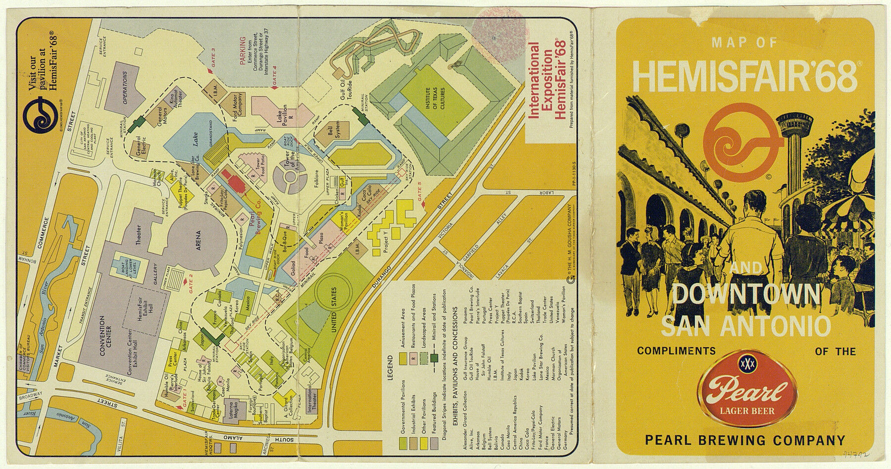 Map of Hemisfair '68 and Downtown San Antonio compliments of the