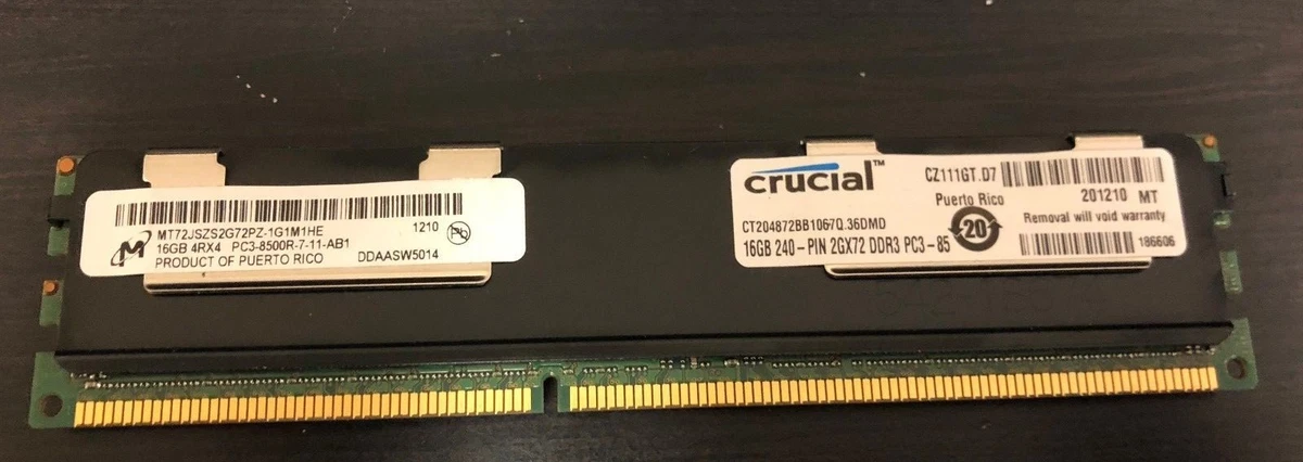 Crucial DDR3 SDRAM 16 GB Capacity per Module Memory (RAM) for sale