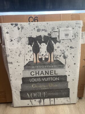 Glam Fashion Book Stack Canvas Wall Art Vogue Chanel Louis Vuitton