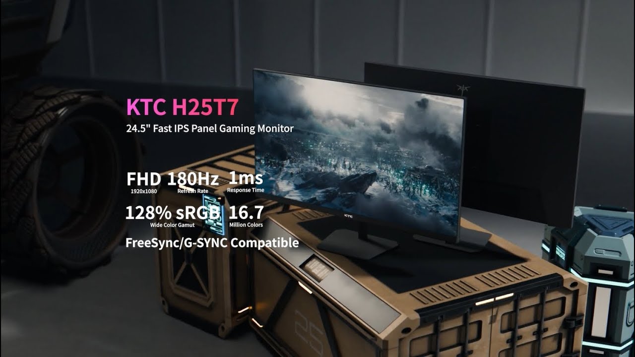 KTC 25 Inch FHD 180Hz Gaming Monitor, 1080P Fast IPS Frameless