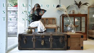 アメリカ アンティーク スチーマートランク スーツケース ディスプレイ