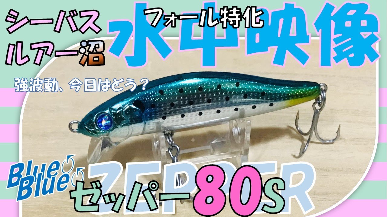 ブルーブルー ゼッパー80S / シーバスルアー水中映像〜フォール姿勢