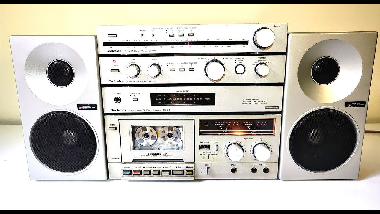 System Vintage Hi-Fi Technics Concise SE-C01, SU-C01, ST-C01, Tape