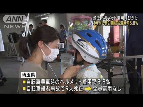 埼玉で自転車ヘルメット着用呼びかけ 4月から努力義務も着用率5.8