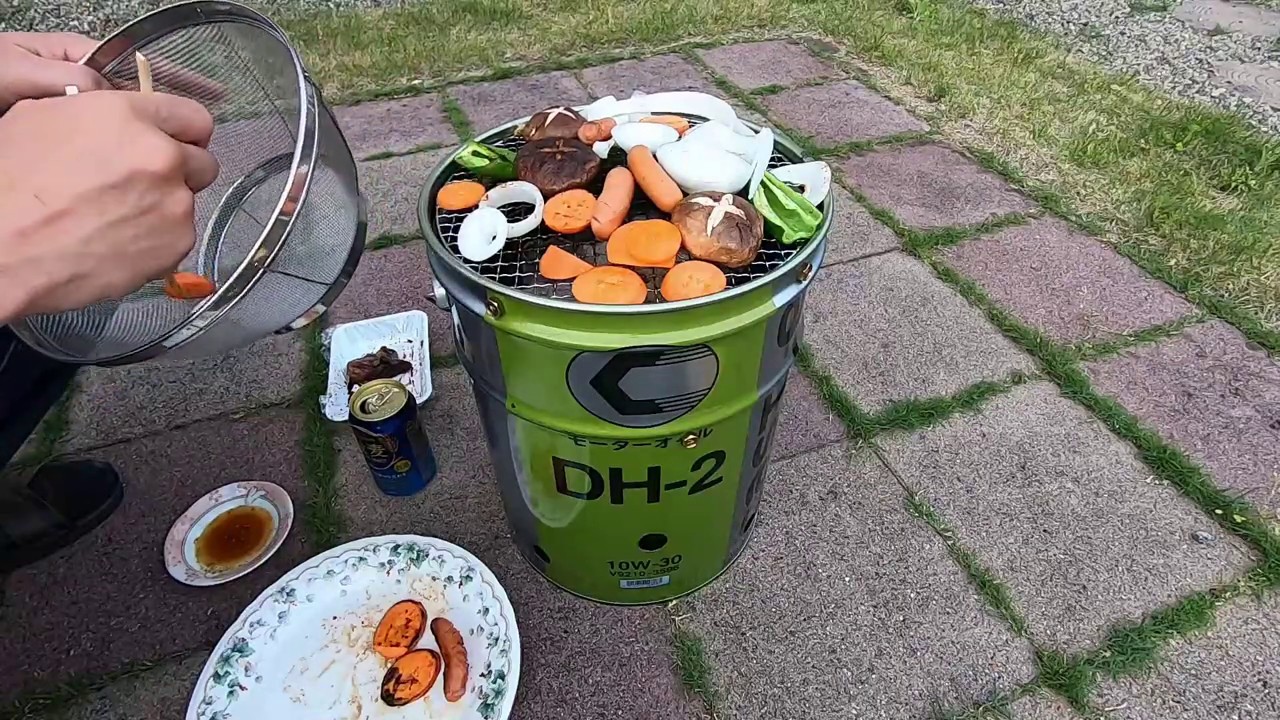 誰でも作れる！！余っていたペール缶をBBQコンロに加工して実際に焼い