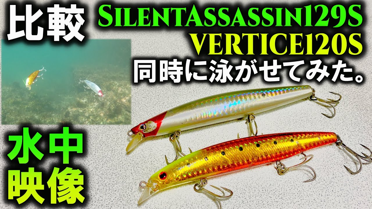 シーバスルアー水中映像】サイレントアサシンとショアラインシャイナー