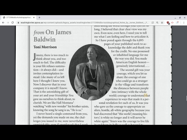 A reading of Toni Morrison's eulogy for James Baldwin - audio